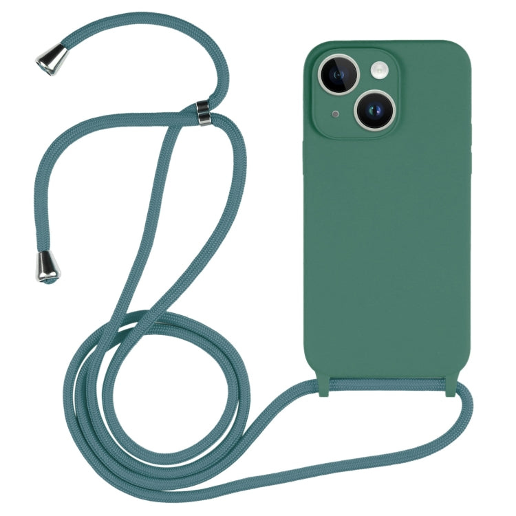 For iPhone 15 Crossbody Lanyard Liquid Silicone Case(Emerald Green) - iPhone 15 Cases by PMC TechLife | Online Shopping South Africa | PMC TechLife