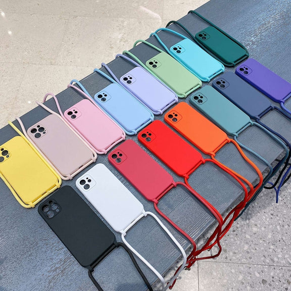 For iPhone 16 Pro Crossbody Lanyard Liquid Silicone Case(Red)