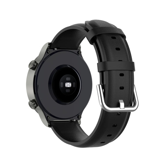 For Huawei Watch 4 / Watch 4 Pro Round Tail Leather Watch Band(Black)