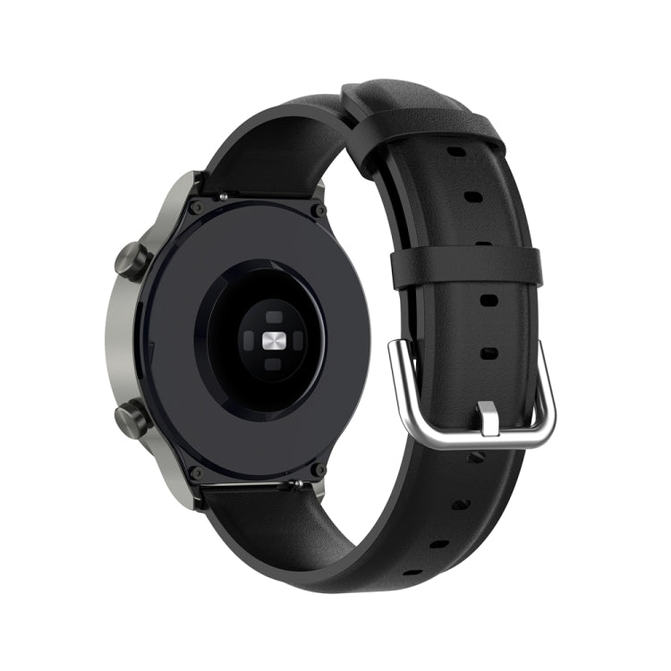 For Huawei Watch 4 / Watch 4 Pro Round Tail Leather Watch Band(Black)
