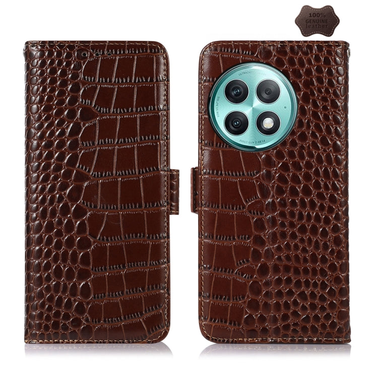 For OnePlus Ace 2 Pro Crocodile Top Layer Cowhide Leather Phone Case(Brown) - free shipping - PMC TechLife - Order now!