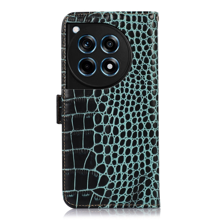 For OnePlus Ace 3 / 12R Crocodile Top Layer Cowhide Leather Phone Case(Green) - OnePlus Cases by PMC TechLife | Online Shopping South Africa | PMC TechLife | Buy Now Pay Later Mobicred
