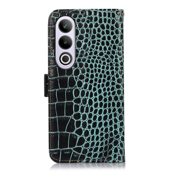 For OnePlus Nord CE4 5G Global Crocodile Top Layer Cowhide Leather Phone Case(Green)