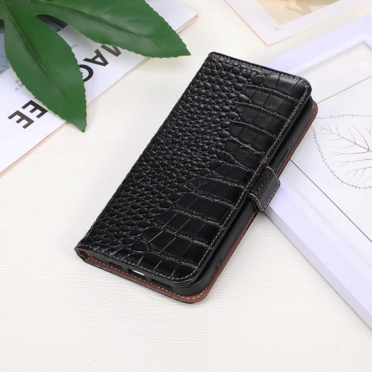 For OnePlus Ace 5 Pro / Ace 5 Crocodile Top Layer Cowhide Leather Phone Case(Black)