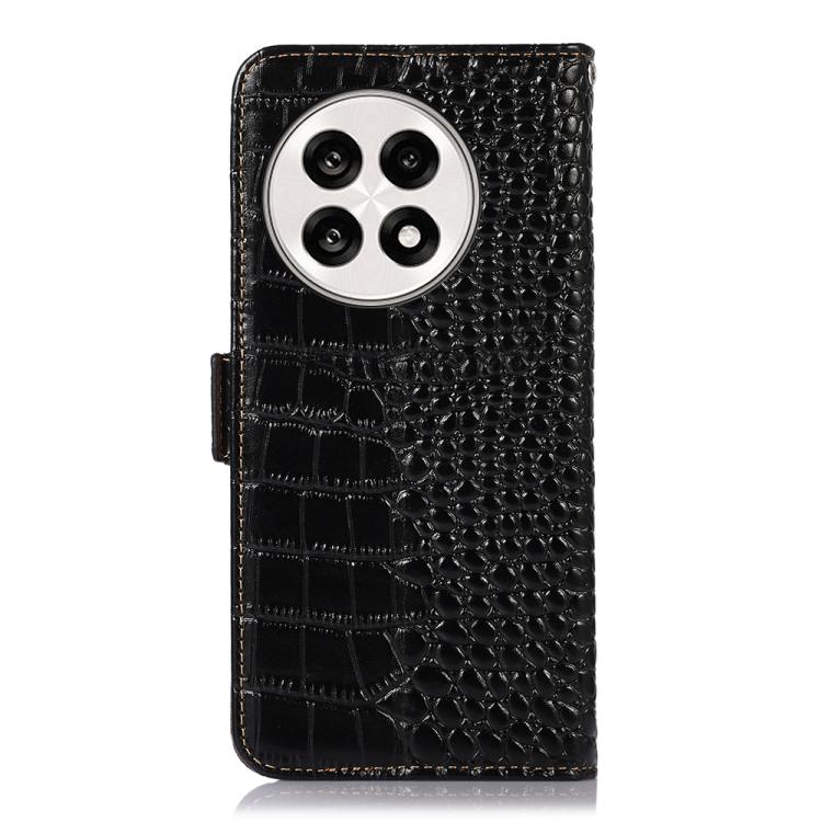 For OnePlus Ace 5 Pro / Ace 5 Crocodile Top Layer Cowhide Leather Phone Case(Black) - OnePlus Cases by PMC TechLife | Online Shopping South Africa | PMC TechLife | Buy Now Pay Later Mobicred