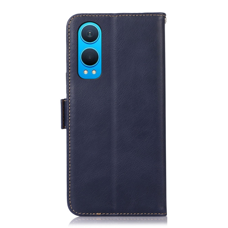For OnePlus Nord CE4 Lite Magnetic Crazy Horse Texture Genuine Leather RFID Phone Case(Blue) - Nord CE4 Lite Cases by PMC TechLife | Online Shopping South Africa | PMC TechLife | Buy Now Pay Later Mobicred