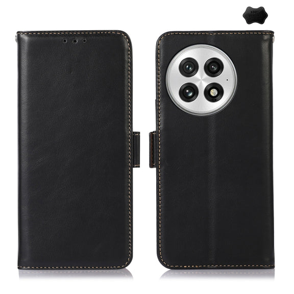 For OnePlus Nord 13 Magnetic Crazy Horse Texture Genuine Leather RFID Phone Case(Black)