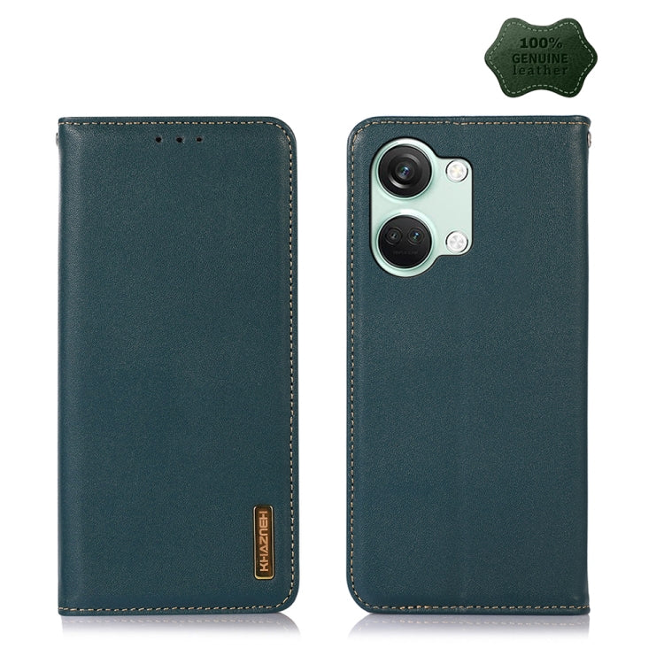 For OnePlus Nord 3 / Ace 2V KHAZNEH Nappa Top Layer Cowhide Leather Phone Case(Green) - OnePlus Cases by PMC TechLife | Online Shopping South Africa | PMC TechLife | Buy Now Pay Later Mobicred
