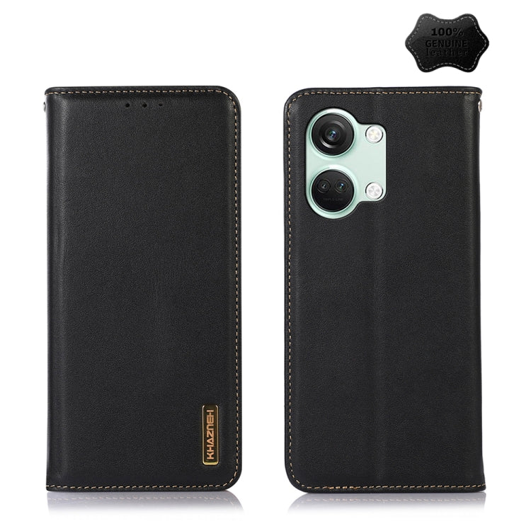 For OnePlus Nord 3 / Ace 2V KHAZNEH Nappa Top Layer Cowhide Leather Phone Case(Black) - OnePlus Cases by PMC TechLife | Online Shopping South Africa | PMC TechLife | Buy Now Pay Later Mobicred