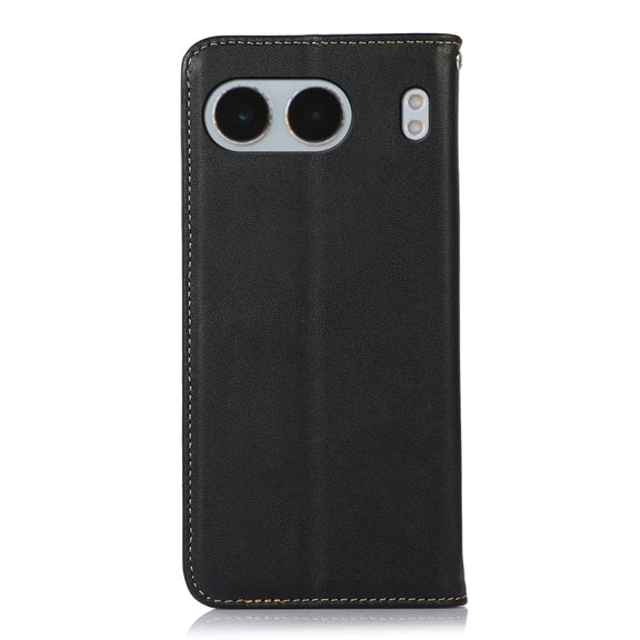 For OnePlus Nord 4 KHAZNEH Nappa Top Layer Cowhide Leather Phone Case(Black)