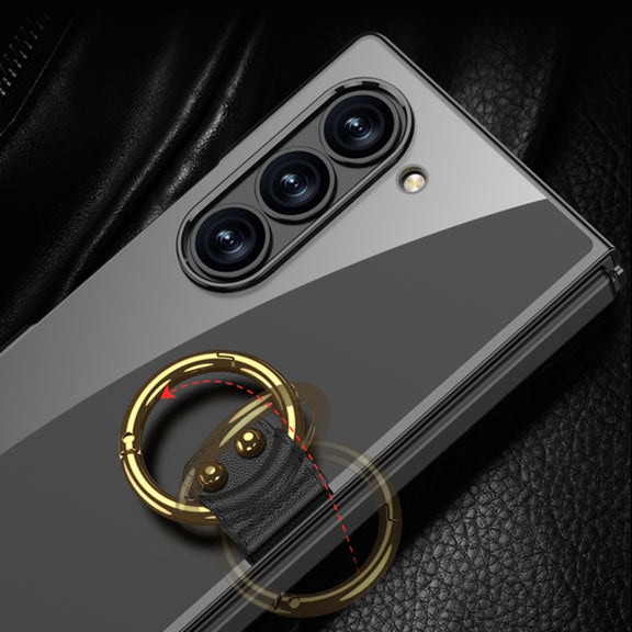 For Samsung Galaxy Z Fold6 GKK Electroplating Phone Case with Ring(Silver)