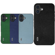 For iPhone 16 ABEEL Black Edge Genuine Leather Mino Phone Case(Green)