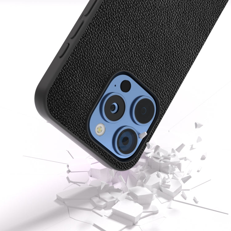 For iPhone 16 Pro ABEEL Black Edge Genuine Leather Mino Phone Case(Black) - iPhone 16 Pro Cases by PMC TechLife | Online Shopping South Africa | PMC TechLife | Buy Now Pay Later Mobicred