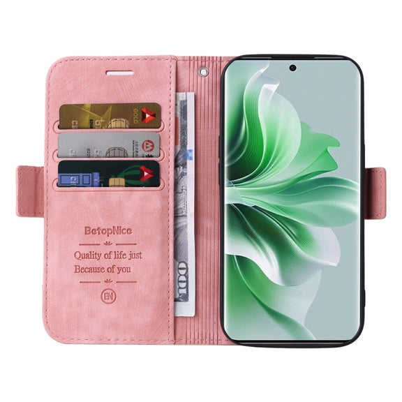 For OPPO Reno11 Pro 5G Global BETOPNICE Dual-side Buckle Leather Phone Case(Pink)