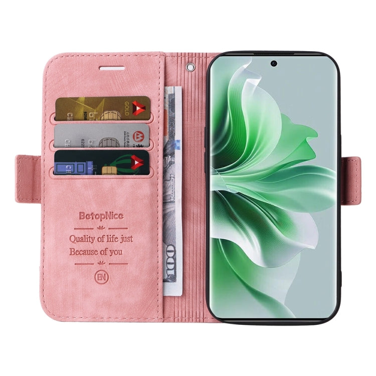 For OPPO Reno11 Pro 5G Global BETOPNICE Dual-side Buckle Leather Phone Case(Pink)