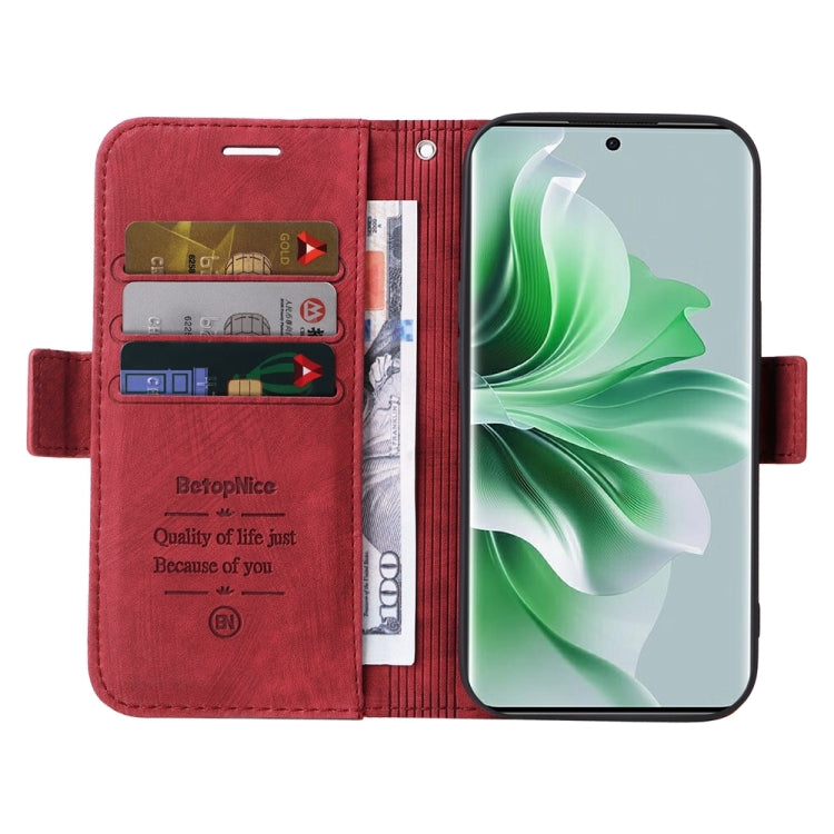 For OPPO Reno11 Pro 5G Global BETOPNICE Dual-side Buckle Leather Phone Case(Red) - free shipping - PMC Jewellery - Order now!