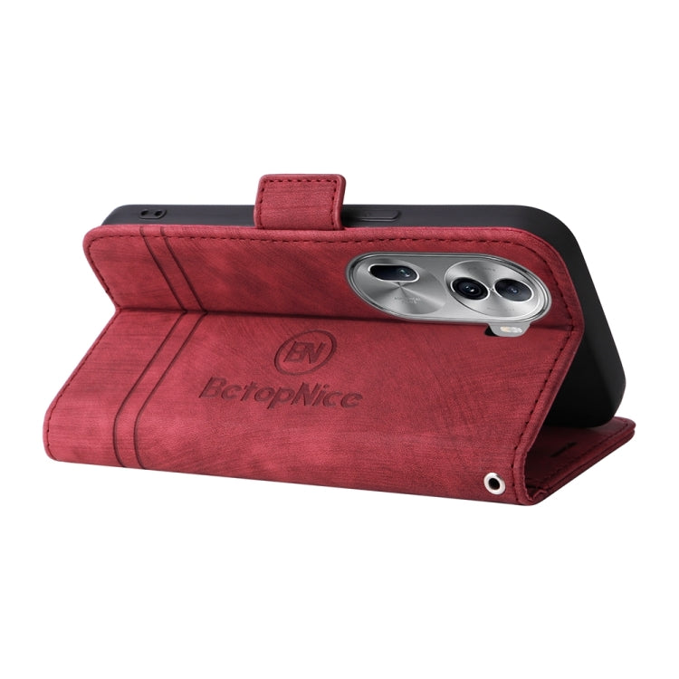 For OPPO Reno11 Pro 5G Global BETOPNICE Dual-side Buckle Leather Phone Case(Red) - free shipping - PMC Jewellery - Order now!