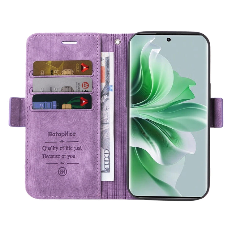 For OPPO Reno11 Pro 5G Global BETOPNICE Dual-side Buckle Leather Phone Case(Purple)