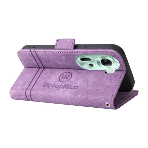 For OPPO Reno11 5G Global BETOPNICE Dual-side Buckle Leather Phone Case(Purple)
