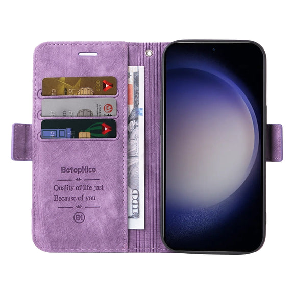 For Samsung Galaxy S24 BETOPNICE Dual-side Buckle Leather Phone Case(Purple)