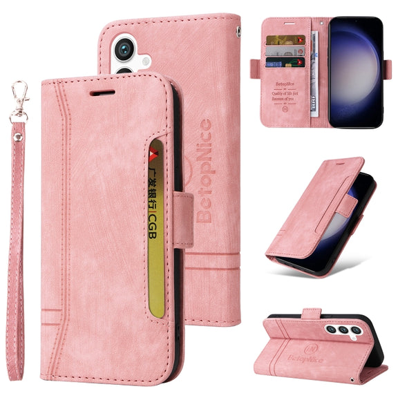 For Samsung Galaxy S24+ BETOPNICE Dual-side Buckle Leather Phone Case(Pink)