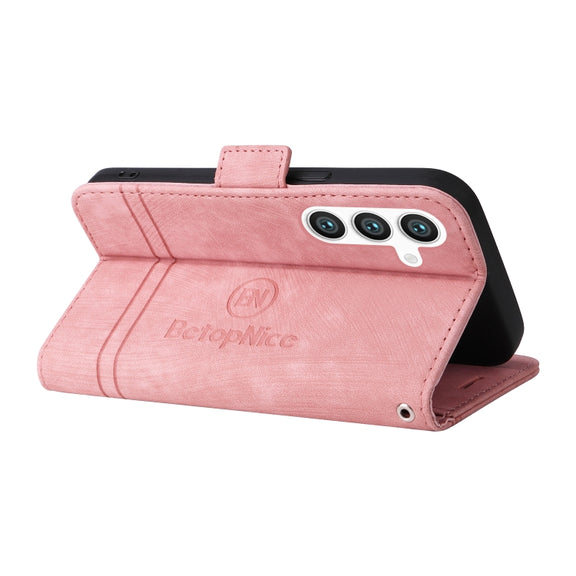 For Samsung Galaxy S24+ BETOPNICE Dual-side Buckle Leather Phone Case(Pink)