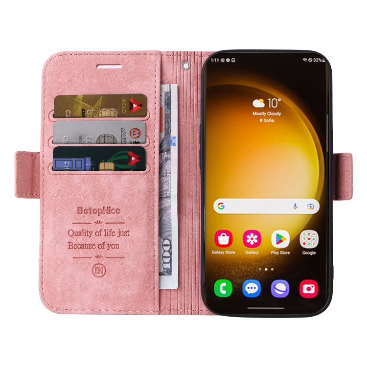 For Samsung Galaxy S24 Ultra BETOPNICE Dual-side Buckle Leather Phone Case(Pink)