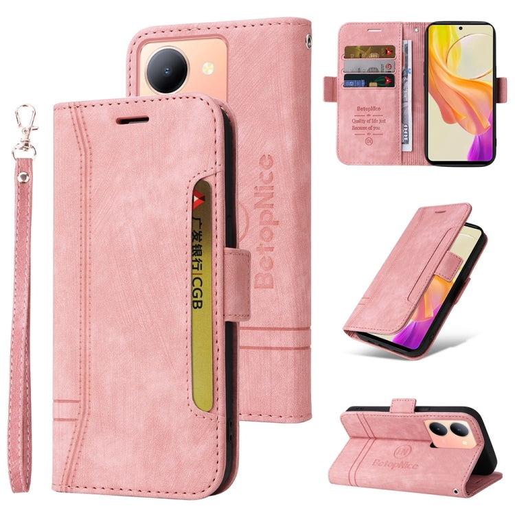 For vivo Y36 4G / 5G Global BETOPNICE Dual-side Buckle Leather Phone Case(Pink) - vivo Cases by BETOPNICE | Online Shopping South Africa | PMC TechLife | Buy Now Pay Later Mobicred