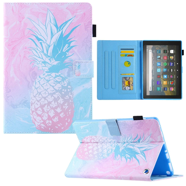 For Amazon Fire Max 11 2023 Colored Drawing Leather Smart Tablet Case(Blue Pink Pineapple) - Amazon by PMC TechLife | Online Shopping South Africa | PMC TechLife | Buy Now Pay Later Mobicred
