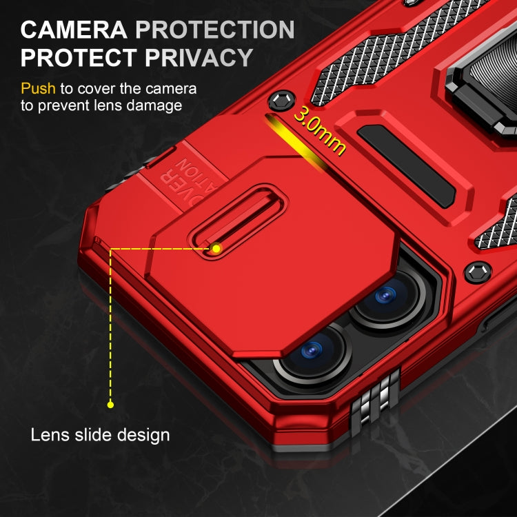 For iPhone 16 Pro Armor PC + TPU Camera Shield Phone Case(Red) - iPhone 16 Pro Cases by PMC TechLife | Online Shopping South Africa | PMC TechLife | Buy Now Pay Later Mobicred