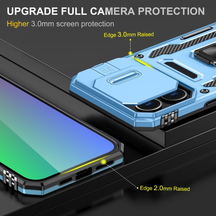 For iPhone 16 Pro Armor PC + TPU Camera Shield Phone Case(Light Blue) - iPhone 16 Pro Cases by PMC TechLife | Online Shopping South Africa | PMC TechLife | Buy Now Pay Later Mobicred