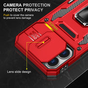For iPhone 16 Plus Armor PC + TPU Camera Shield Phone Case(Red)