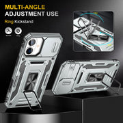For iPhone 16 Plus Armor PC + TPU Camera Shield Phone Case(Grey)