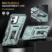 For iPhone 16 Armor PC + TPU Camera Shield Phone Case(Alpine Green)