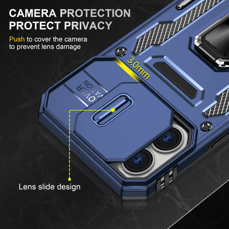 For iPhone 16 Armor PC + TPU Camera Shield Phone Case(Navy Blue) - iPhone 16 Cases by PMC TechLife | Online Shopping South Africa | PMC TechLife | Buy Now Pay Later Mobicred