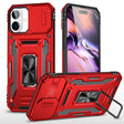 For iPhone 16 Armor PC + TPU Camera Shield Phone Case(Red) - iPhone 16 Cases by PMC TechLife | Online Shopping South Africa | PMC TechLife | Buy Now Pay Later Mobicred