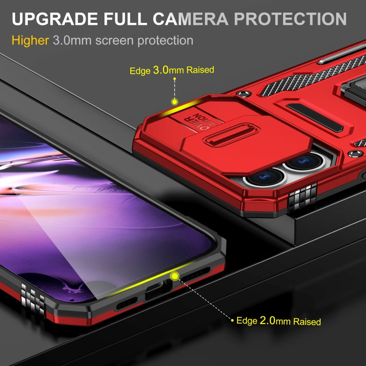 For iPhone 16 Armor PC + TPU Camera Shield Phone Case(Red) - iPhone 16 Cases by PMC TechLife | Online Shopping South Africa | PMC TechLife | Buy Now Pay Later Mobicred