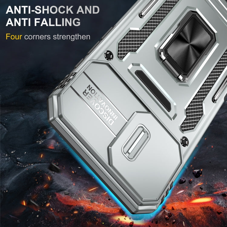 For iPhone 16 Armor PC + TPU Camera Shield Phone Case(Grey) - iPhone 16 Cases by PMC TechLife | Online Shopping South Africa | PMC TechLife | Buy Now Pay Later Mobicred