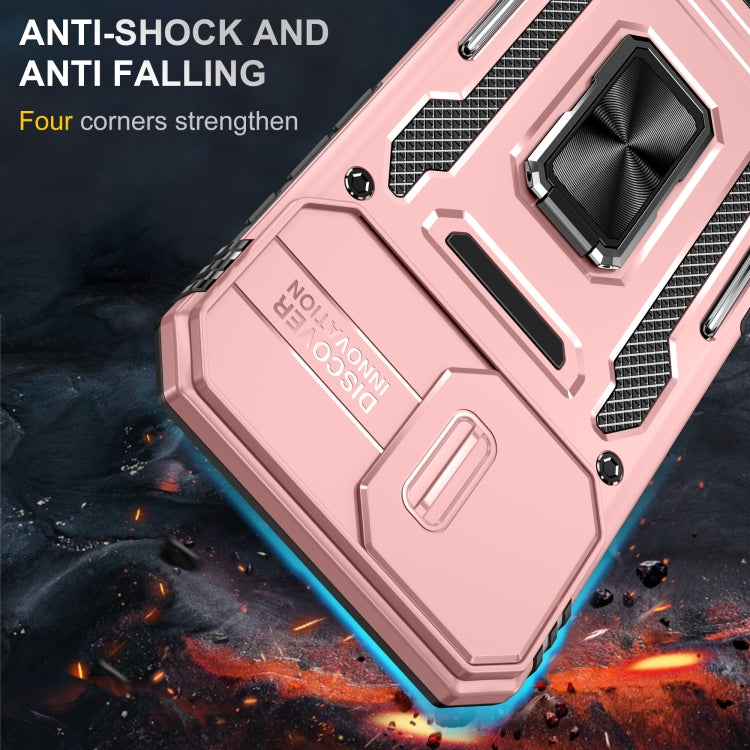 For iPhone 16 Armor PC + TPU Camera Shield Phone Case(Rose Gold) - iPhone 16 Cases by PMC TechLife | Online Shopping South Africa | PMC TechLife | Buy Now Pay Later Mobicred