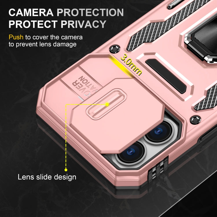 For iPhone 16 Armor PC + TPU Camera Shield Phone Case(Rose Gold) - iPhone 16 Cases by PMC TechLife | Online Shopping South Africa | PMC TechLife | Buy Now Pay Later Mobicred