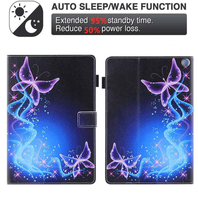 For Amazon Fire Max 11 2023 Colored Drawing Leather Smart Tablet Case(Dual Purple Butterflies) - Amazon by PMC TechLife | Online Shopping South Africa | PMC TechLife | Buy Now Pay Later Mobicred