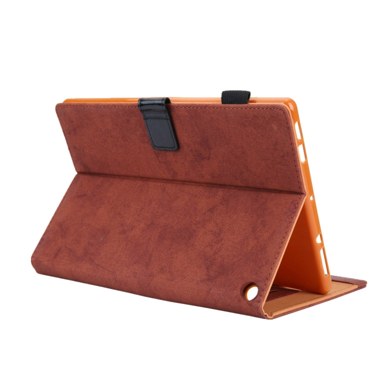 For Amazon Fire Max 11 2023 Cloth Texture Leather Smart Tablet Case(Brown)
