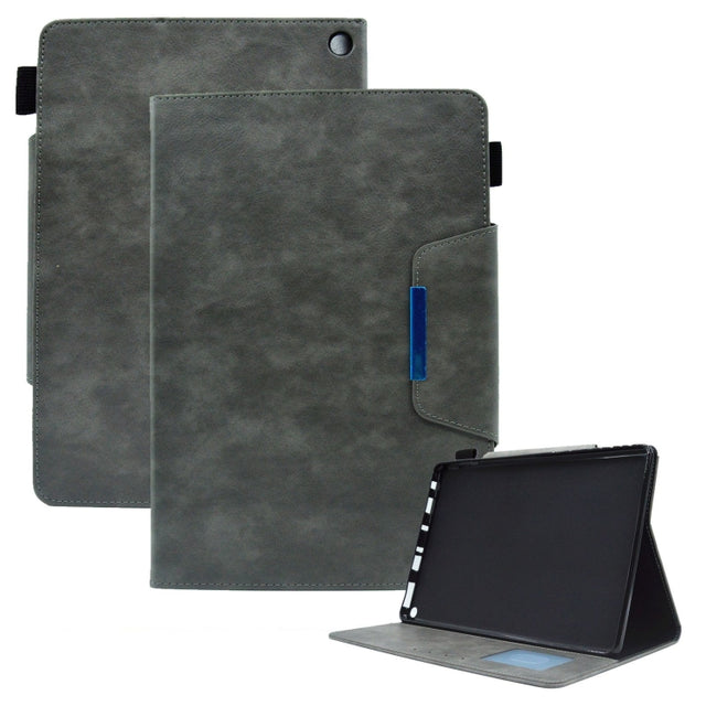 For Amazon Fire Max 11 2023 Suede Cross Texture Magnetic Clasp Leather Tablet Case(Grey) - Amazon by PMC TechLife | Online Shopping South Africa | PMC TechLife | Buy Now Pay Later Mobicred