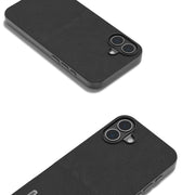 For iPhone 16 Plus ABEEL Genuine Leather Wave Black Edge Phone Case(Black)