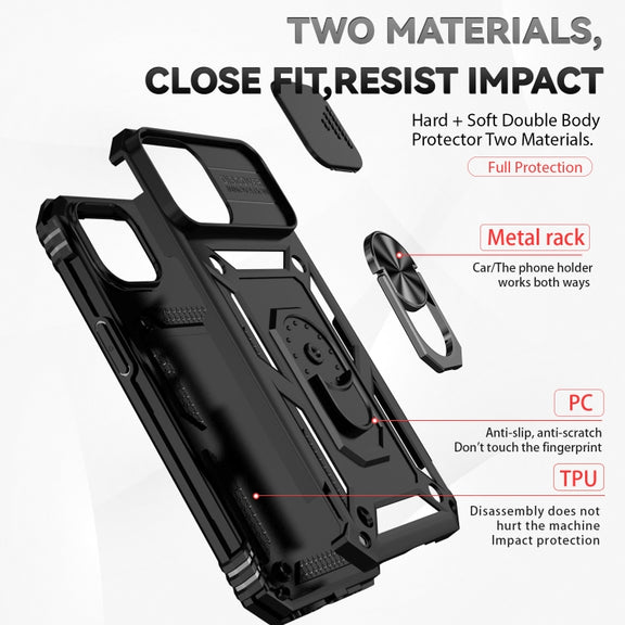 For iPhone 15 Sliding Camshield Holder Phone Case(Black)