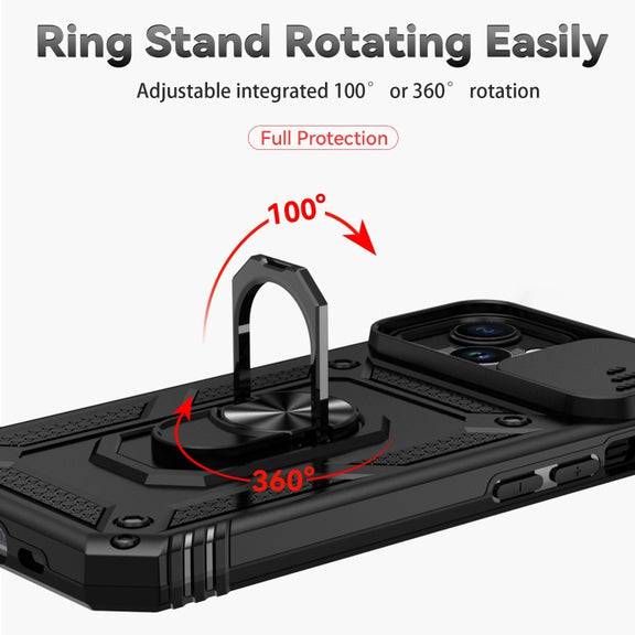 For iPhone 15 Sliding Camshield Holder Phone Case(Black)