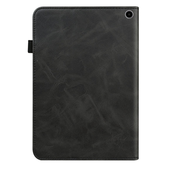 For Amazon Fire Max 11 Embossed Striped Leather Tablet Case(Black)