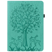 For Amazon Fire Max 11 Tree & Deer Embossed Leather Tablet Case(Green)