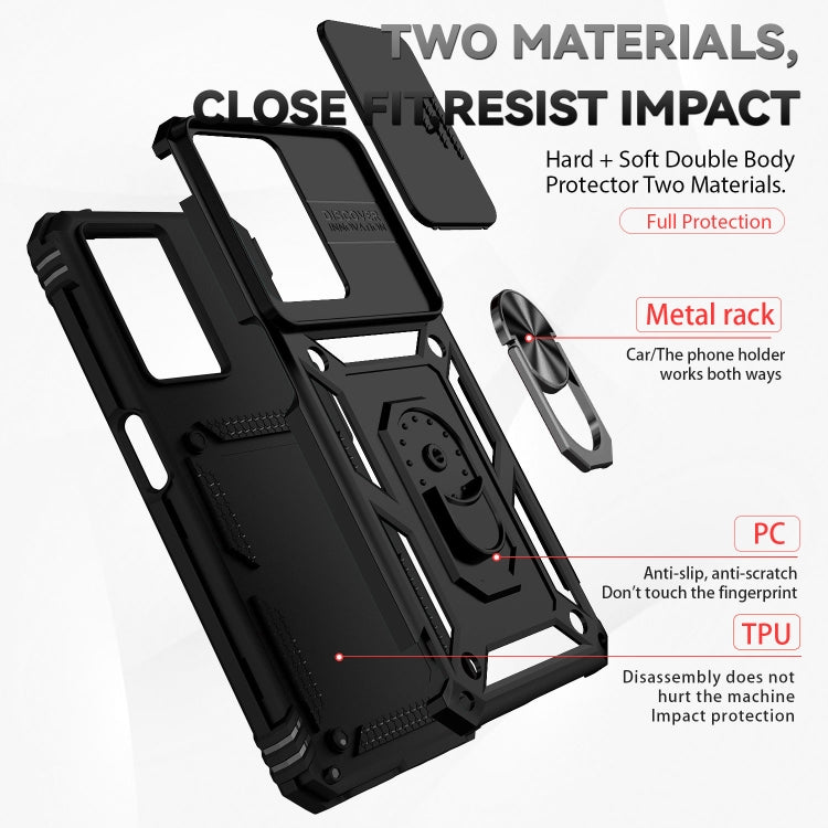 For OPPO A57 Sliding Camshield Holder Phone Case(Black) - OPPO Cases by PMC TechLife | Online Shopping South Africa | PMC TechLife | Buy Now Pay Later Mobicred