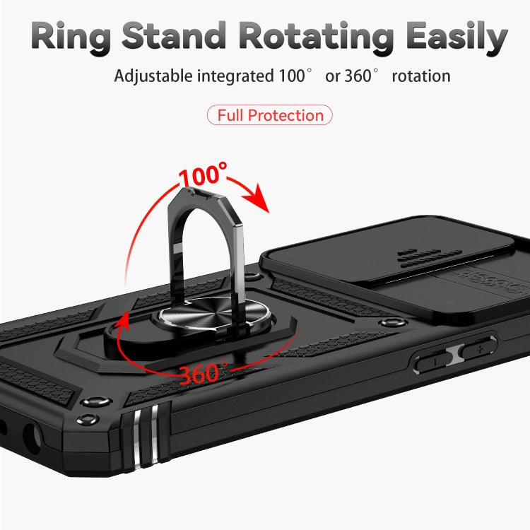 For OPPO A57 Sliding Camshield Holder Phone Case(Black) - OPPO Cases by PMC TechLife | Online Shopping South Africa | PMC TechLife | Buy Now Pay Later Mobicred